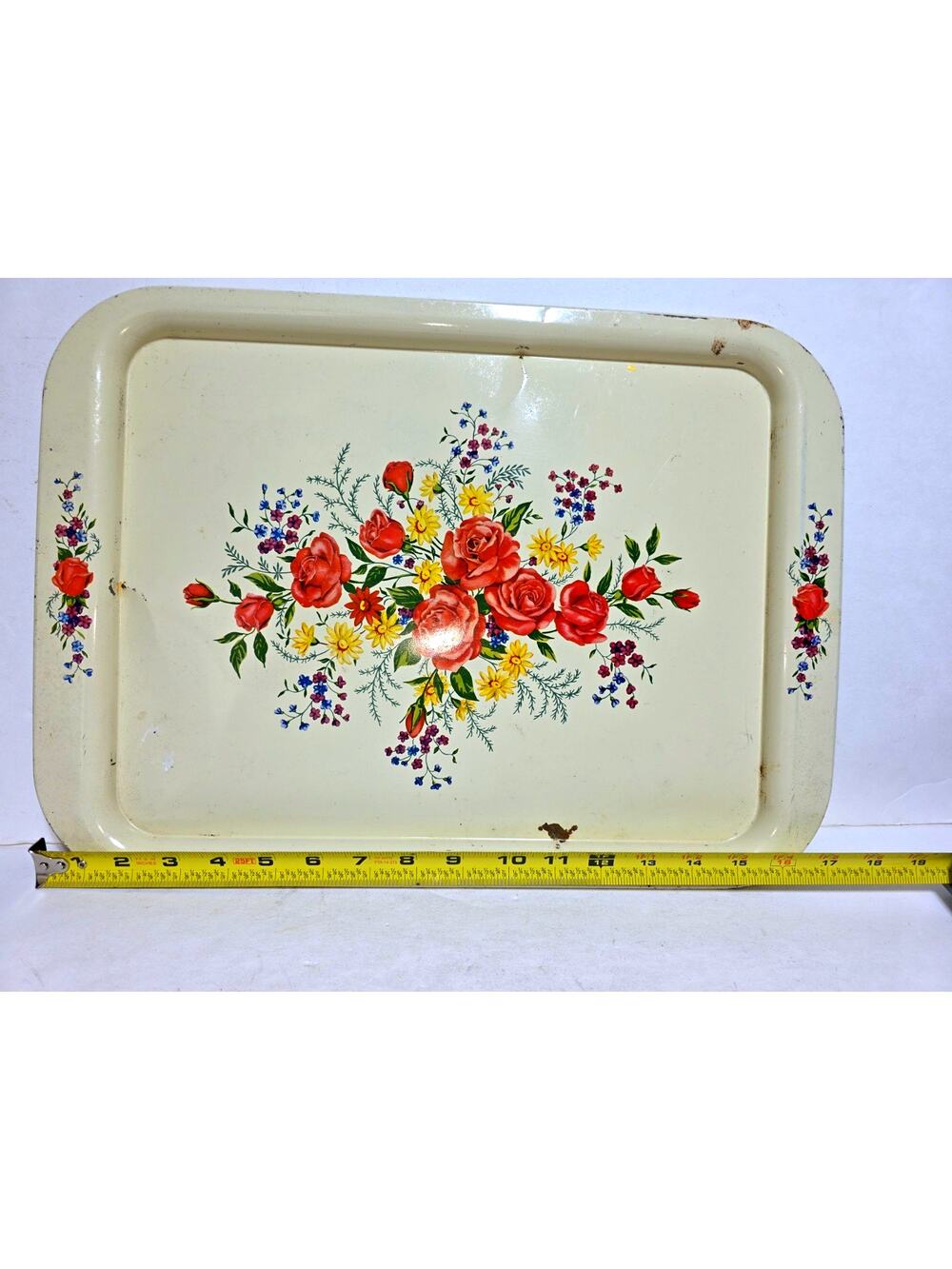 Vintage Floral Metal Serving Tray 1950’s
